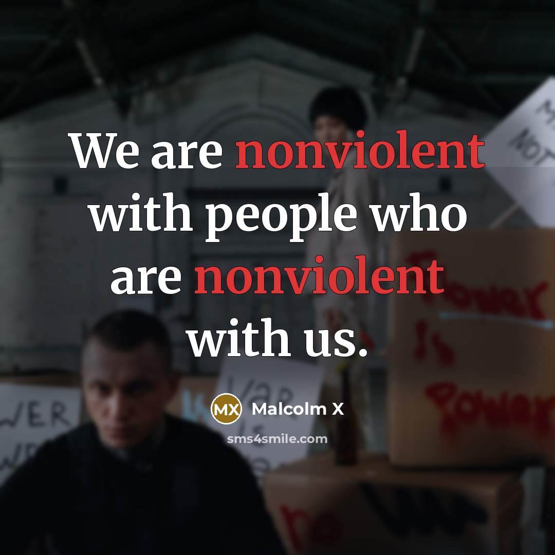 “We are nonviolent with people who are nonviolent with us.” quote by Malcolm X