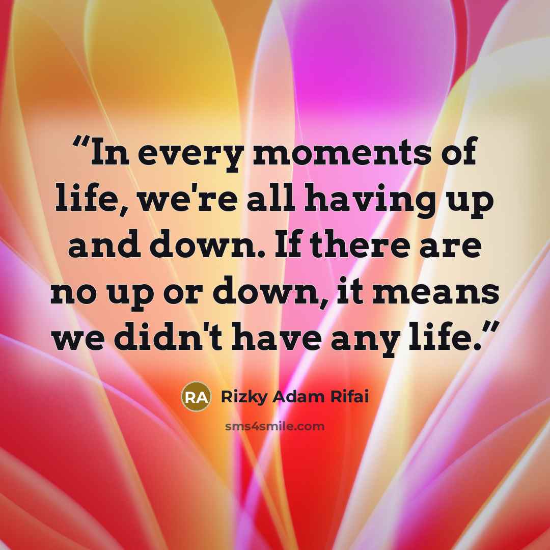 “In every moments of life, we're all having up and down. If there are no up or down, it means we didn't have any life.” quote by Rizky Adam Rifai
