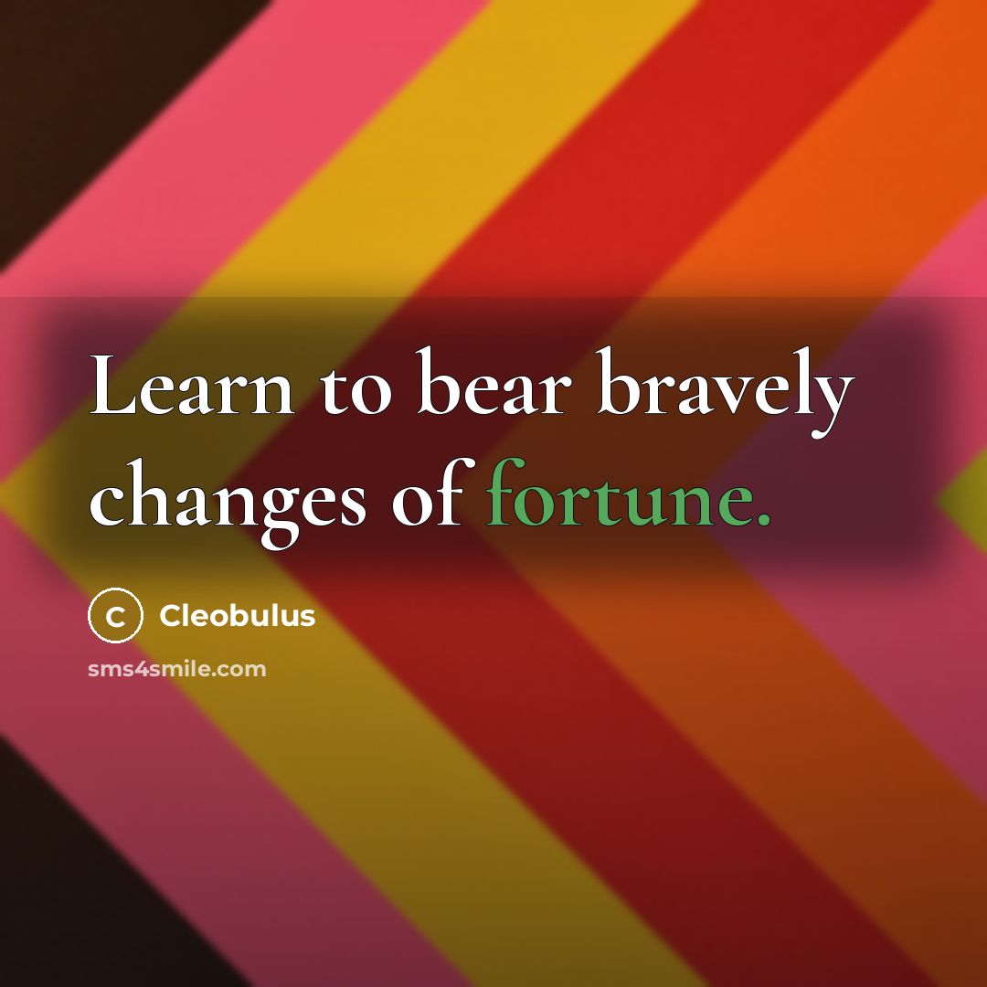 “Learn to bear bravely changes of fortune.” quote by Cleobulus