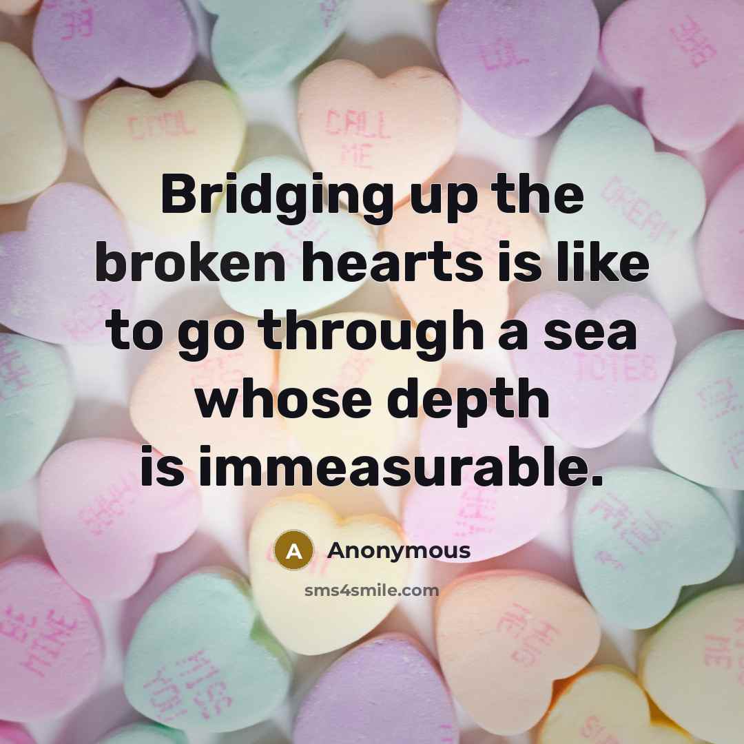 “Bridging up the broken hearts is like to go through a sea whose depth is immeasurable.” quote by Anonymous