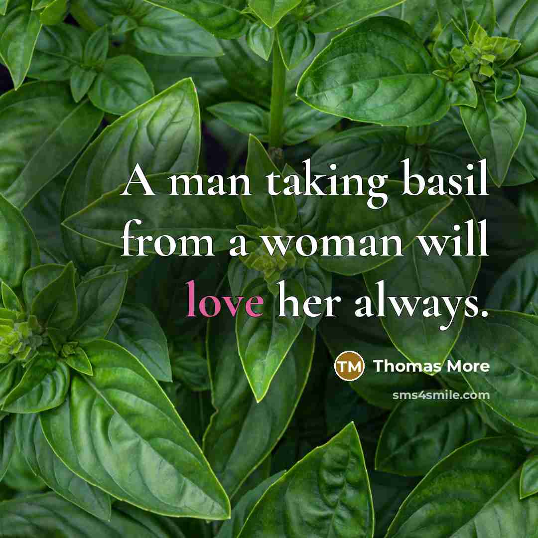 “A man taking basil from a woman will love her always.” quote by Thomas More