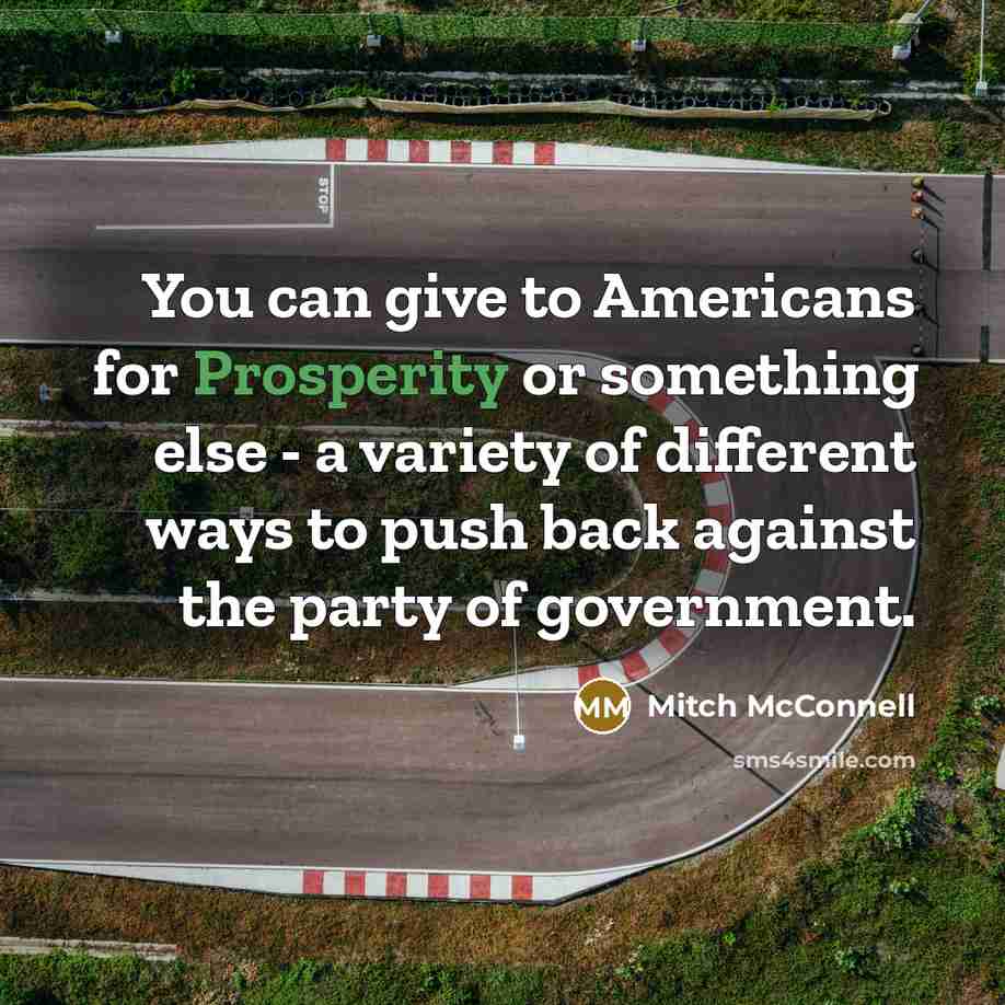 “You can give to Americans for Prosperity or something else - a variety of different ways to push back against the party of government.” quote by Mitch McConnell