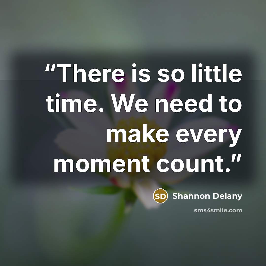 “There is so little time. We need to make every moment count.” quote by Shannon Delany