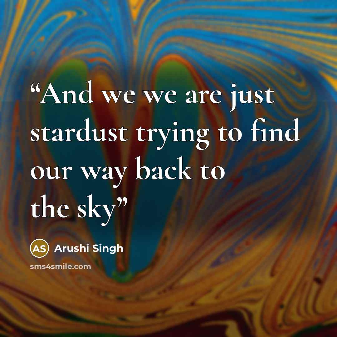 “And we we are just stardust trying to find our way back to the sky” quote by Arushi Singh