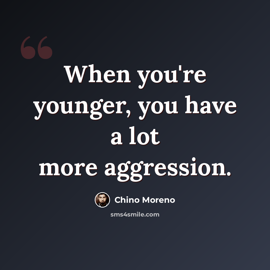 “When you're younger, you have a lot more aggression.” quote by Chino Moreno