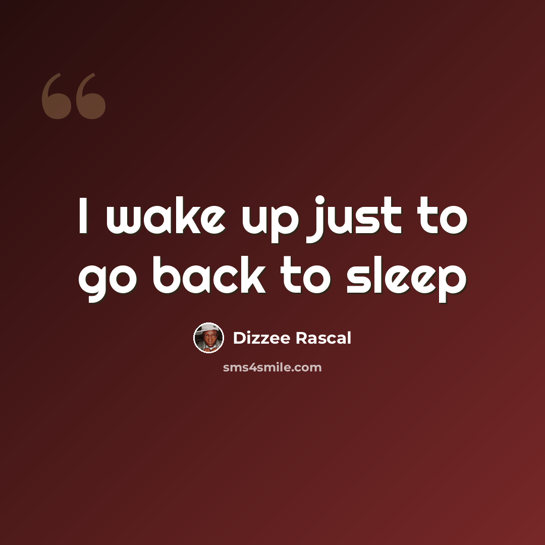 “I wake up just to go back to sleep” quote by Dizzee Rascal