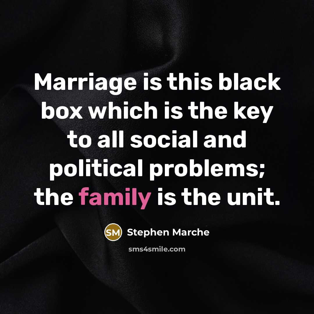 “Marriage is this black box which is the key to all social and political problems; the family is the unit.” quote by Stephen Marche