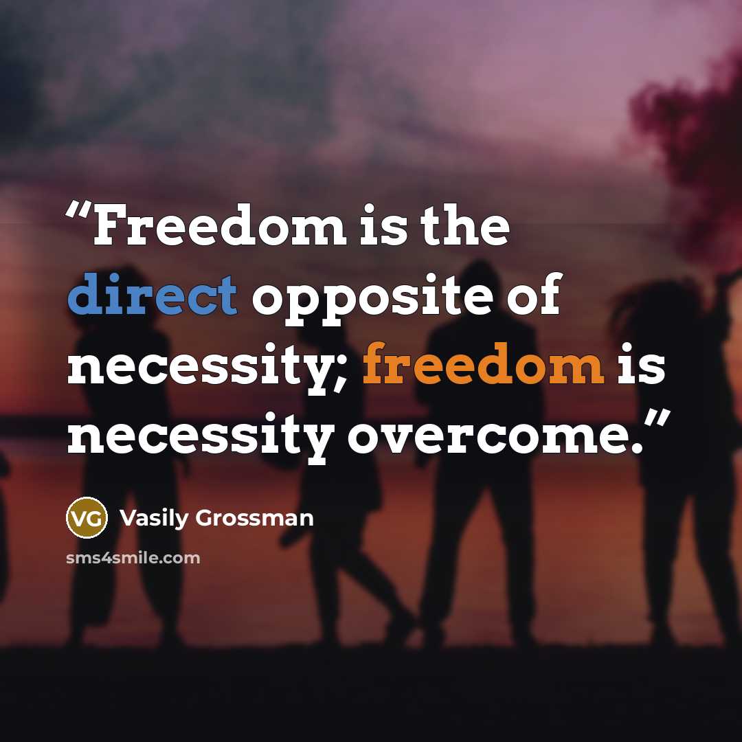 “Freedom is the direct opposite of necessity; freedom is necessity overcome.” quote by Vasily Grossman