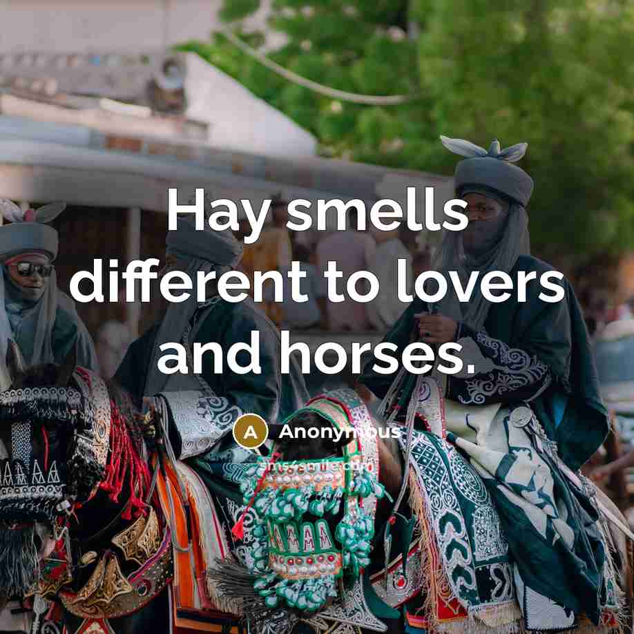 “Hay smells different to lovers and horses.” quote by Anonymous