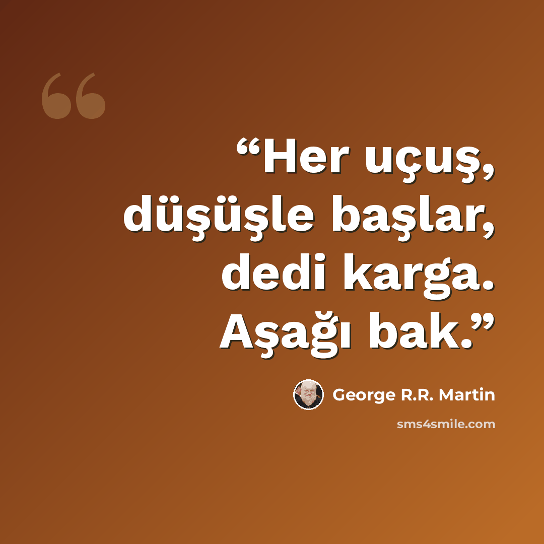 “Her uçuş, düşüşle başlar, dedi karga. Aşağı bak.” quote by George R.R. Martin