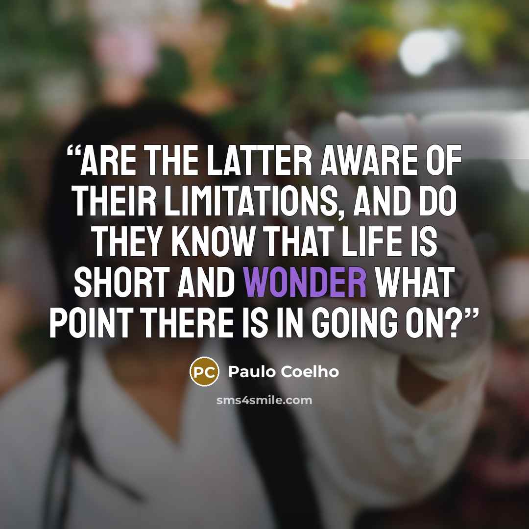 “Are the latter aware of their limitations, and do they know that life is short and wonder what point there is in going on?” quote by Paulo Coelho