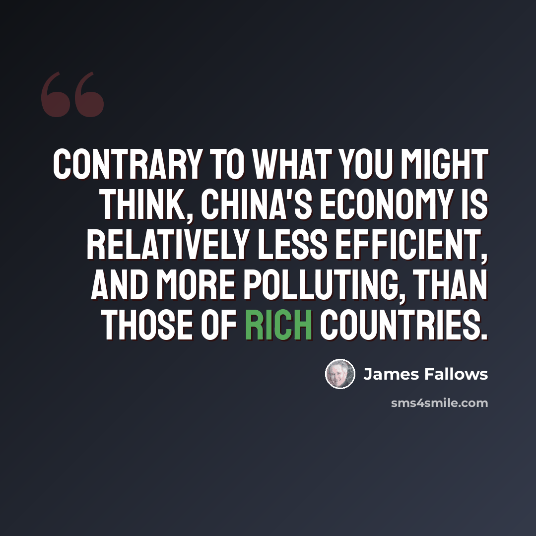 “Contrary to what you might think, China's economy is relatively less efficient, and more polluting, than those of rich countries.” quote by James Fallows