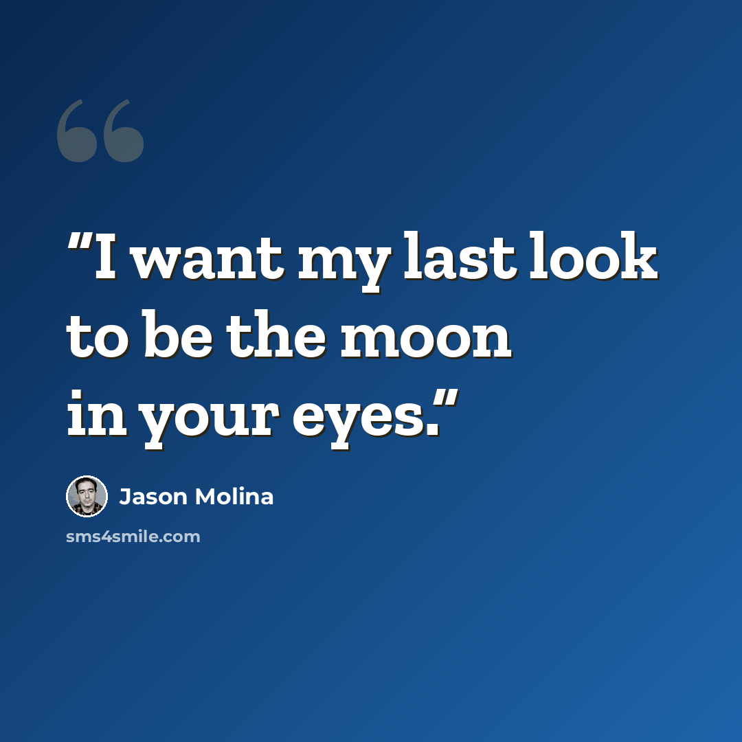 “I want my last look to be the moon in your eyes.” quote by Jason Molina