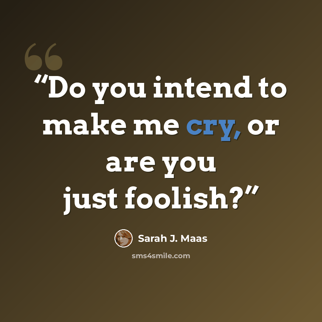 “Do you intend to make me cry, or are you just foolish?” quote by Sarah J. Maas
