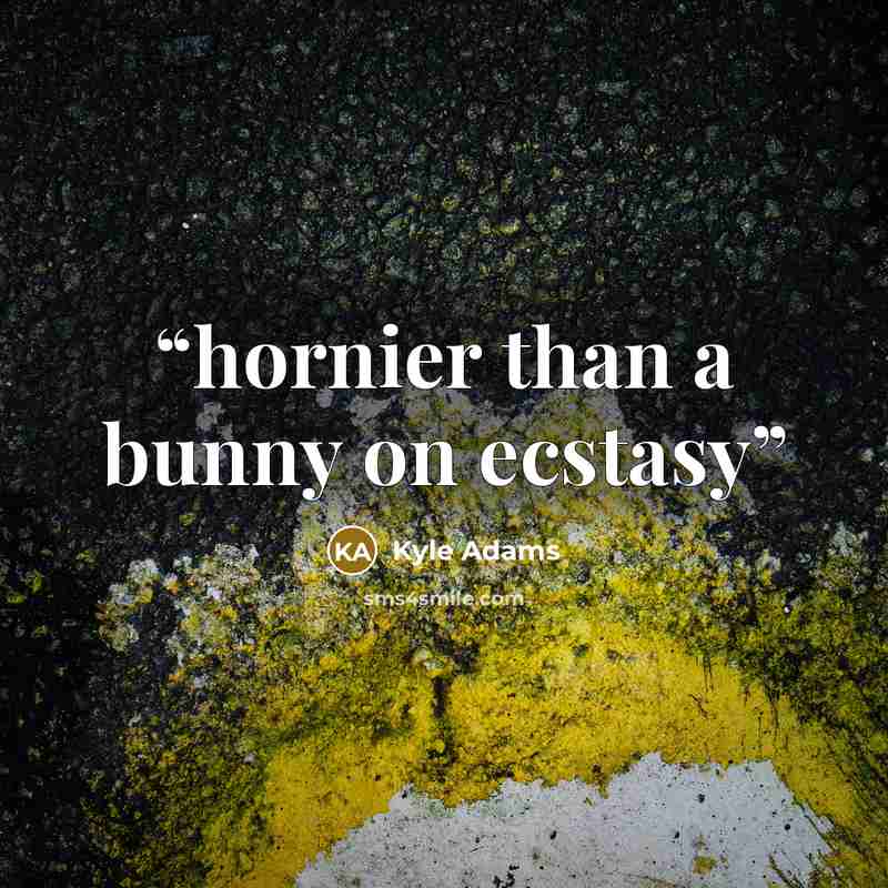 “hornier than a bunny on ecstasy” quote by Kyle Adams