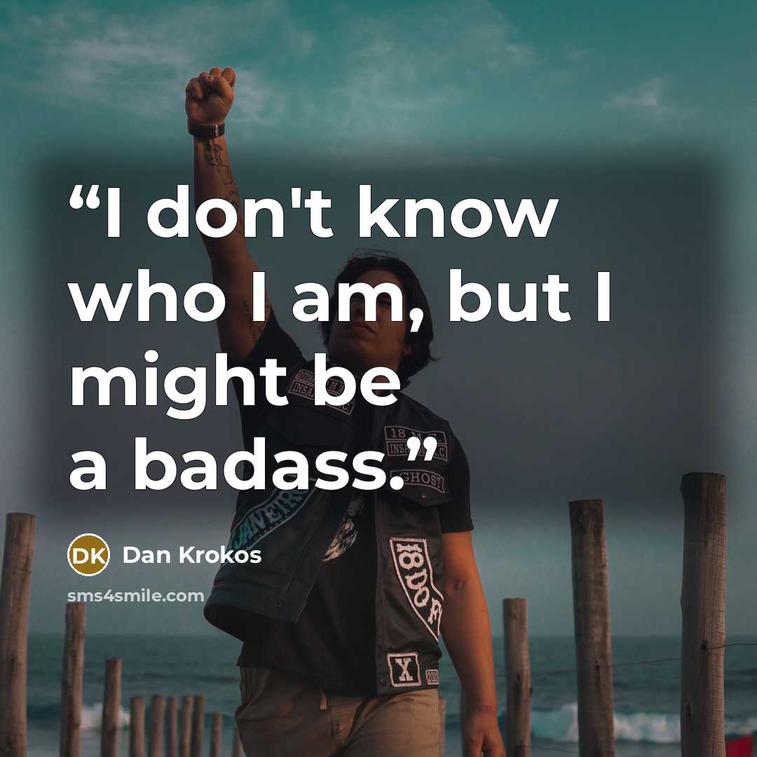 “I don't know who I am, but I might be a badass.” quote by Dan Krokos