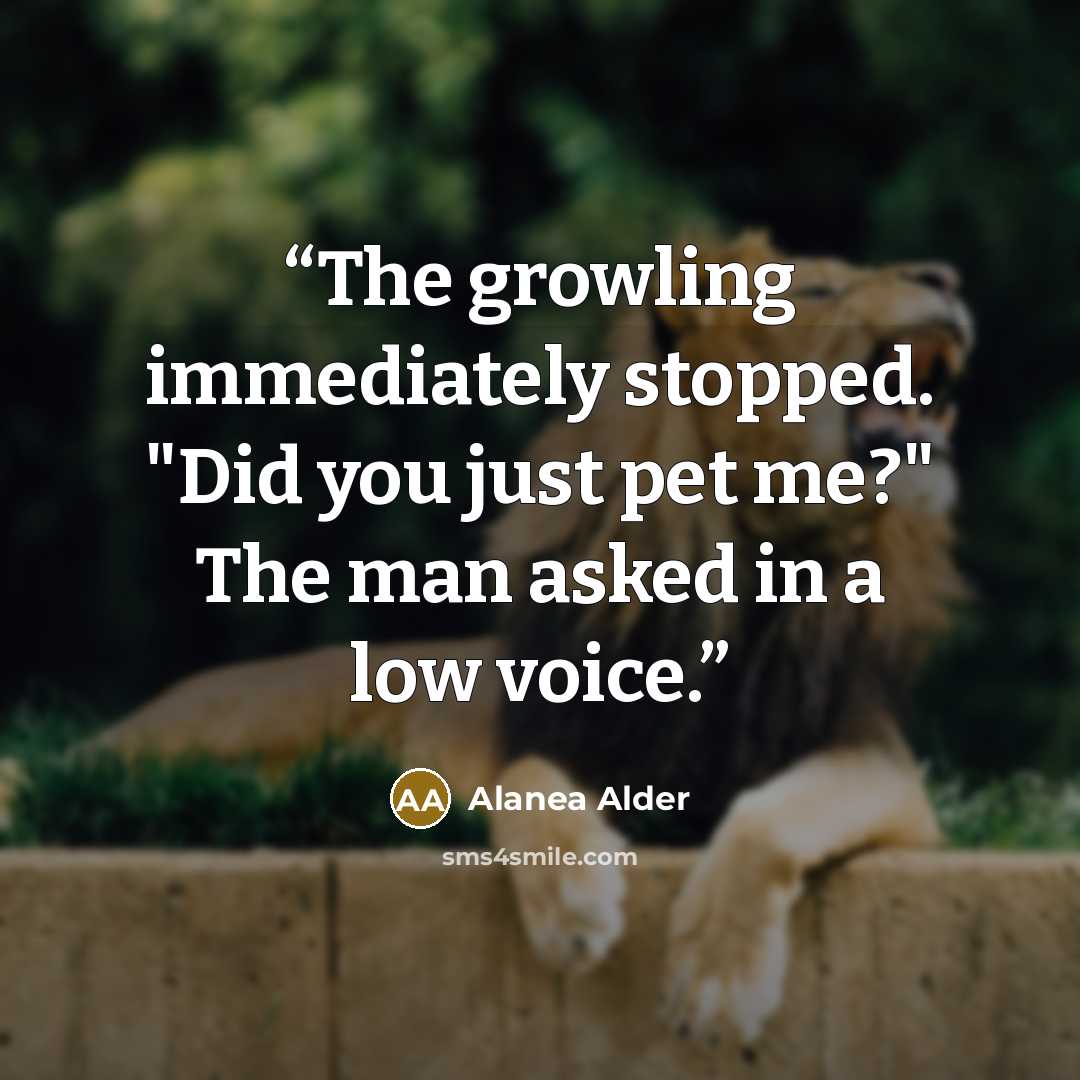 “The growling immediately stopped. "Did you just pet me?" The man asked in a low voice.” quote by Alanea Alder