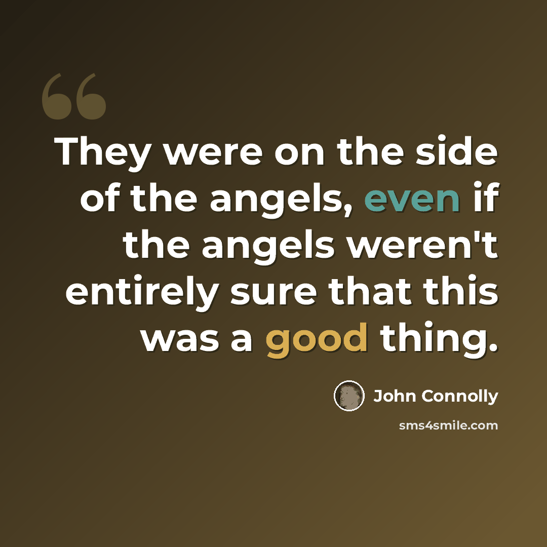 “They were on the side of the angels, even if the angels weren't entirely sure that this was a good thing.” quote by John Connolly