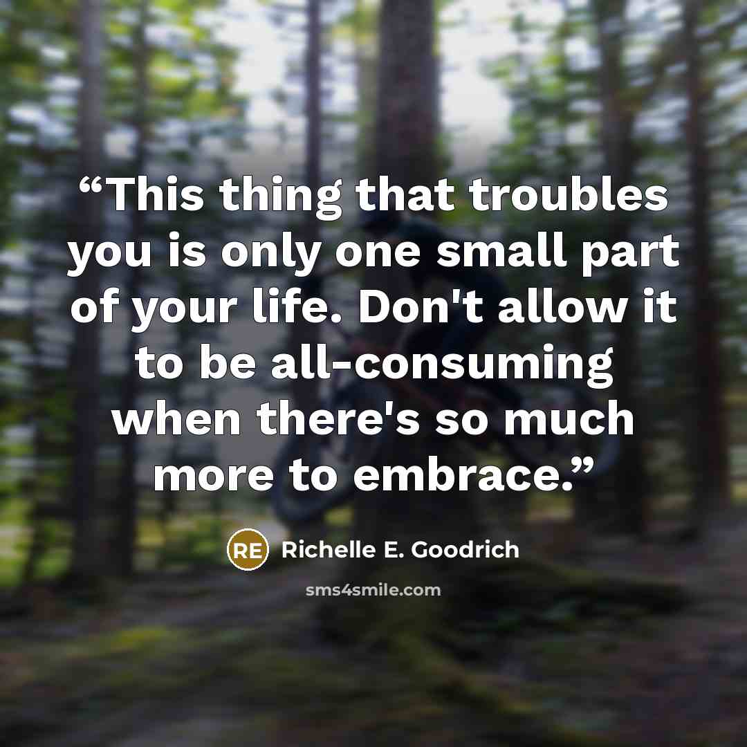 “This thing that troubles you is only one small part of your life. Don't allow it to be all-consuming when there's so much more to embrace.” quote by Richelle E. Goodrich