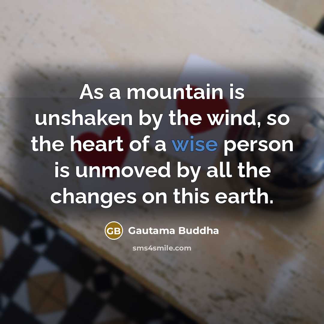 “As a mountain is unshaken by the wind, so the heart of a wise person is unmoved by all the changes on this earth.” quote by Gautama Buddha