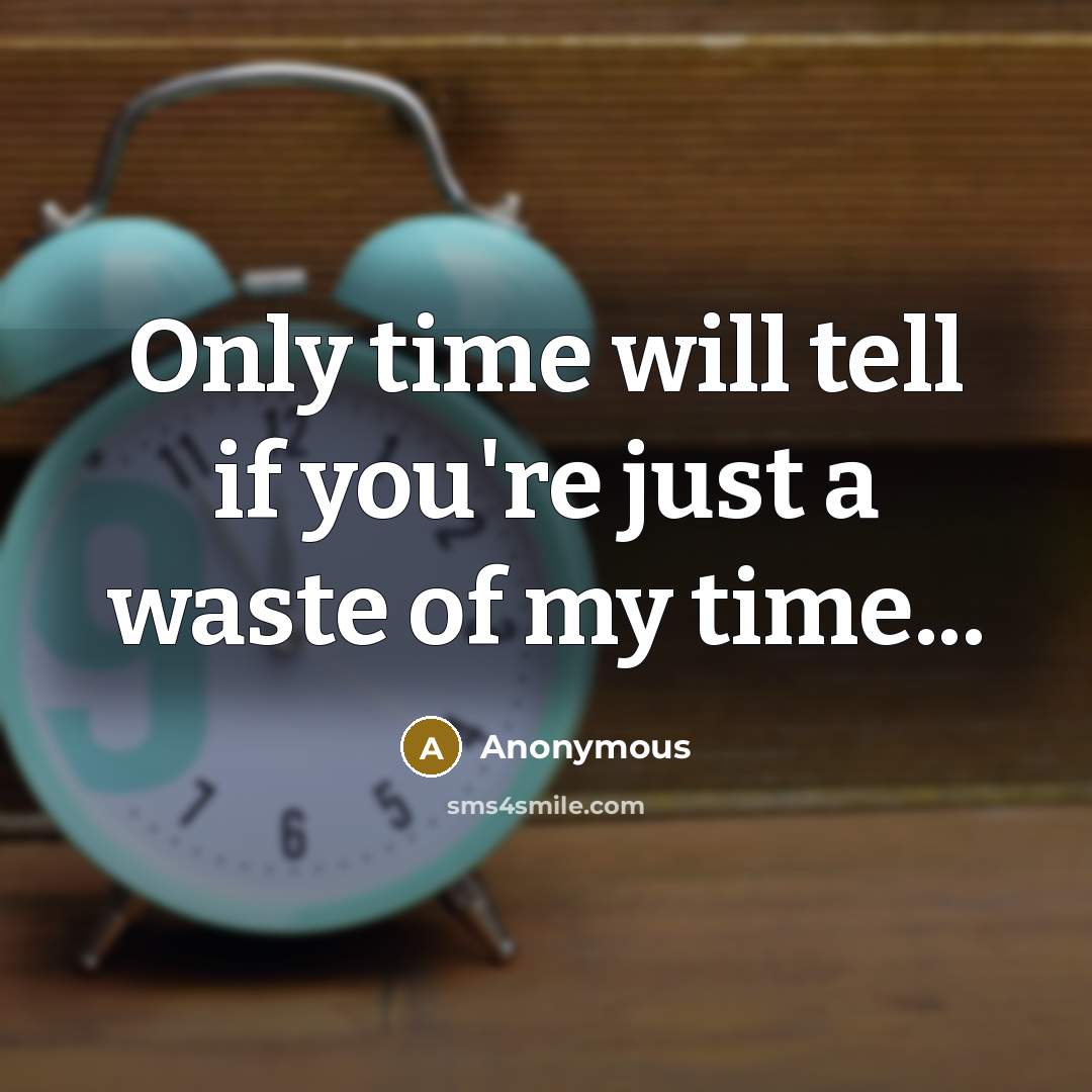 “Only time will tell if you're just a waste of my time...” quote by Anonymous