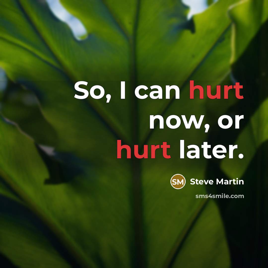 “So, I can hurt now, or hurt later.” quote by Steve Martin