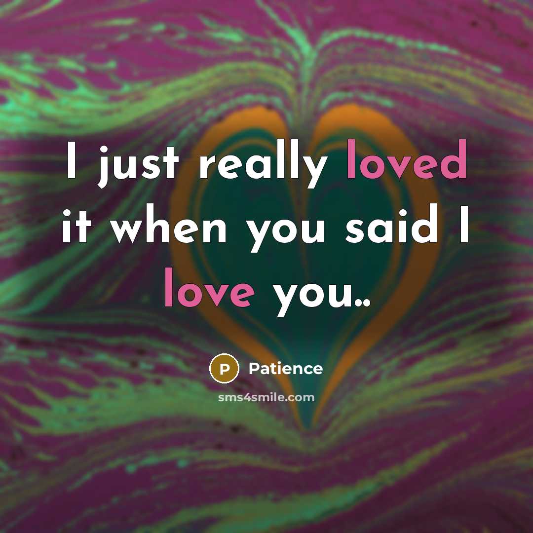 “I just really loved it when you said I love you..” quote by Patience