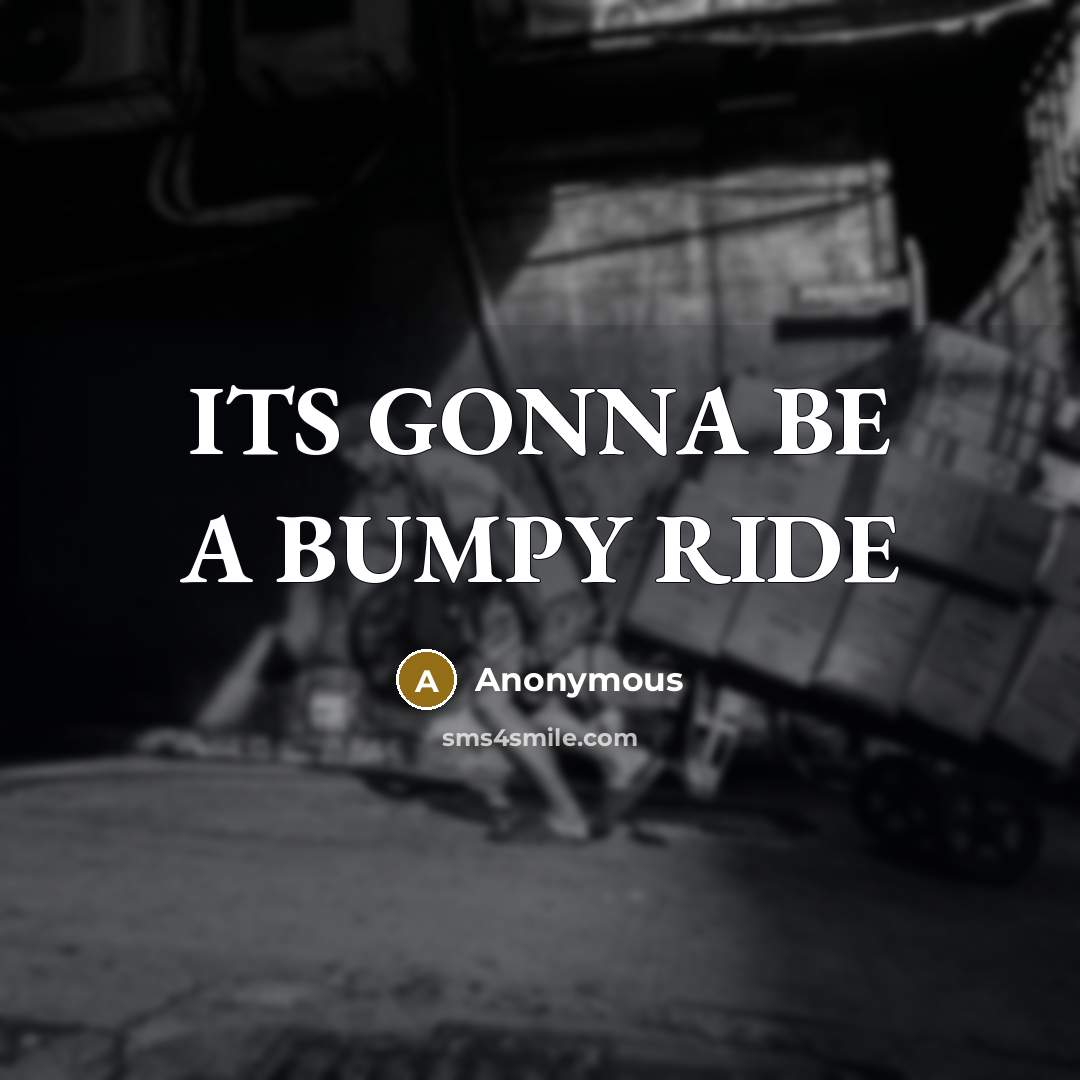 “ITS GONNA BE A BUMPY RIDE” quote by Anonymous