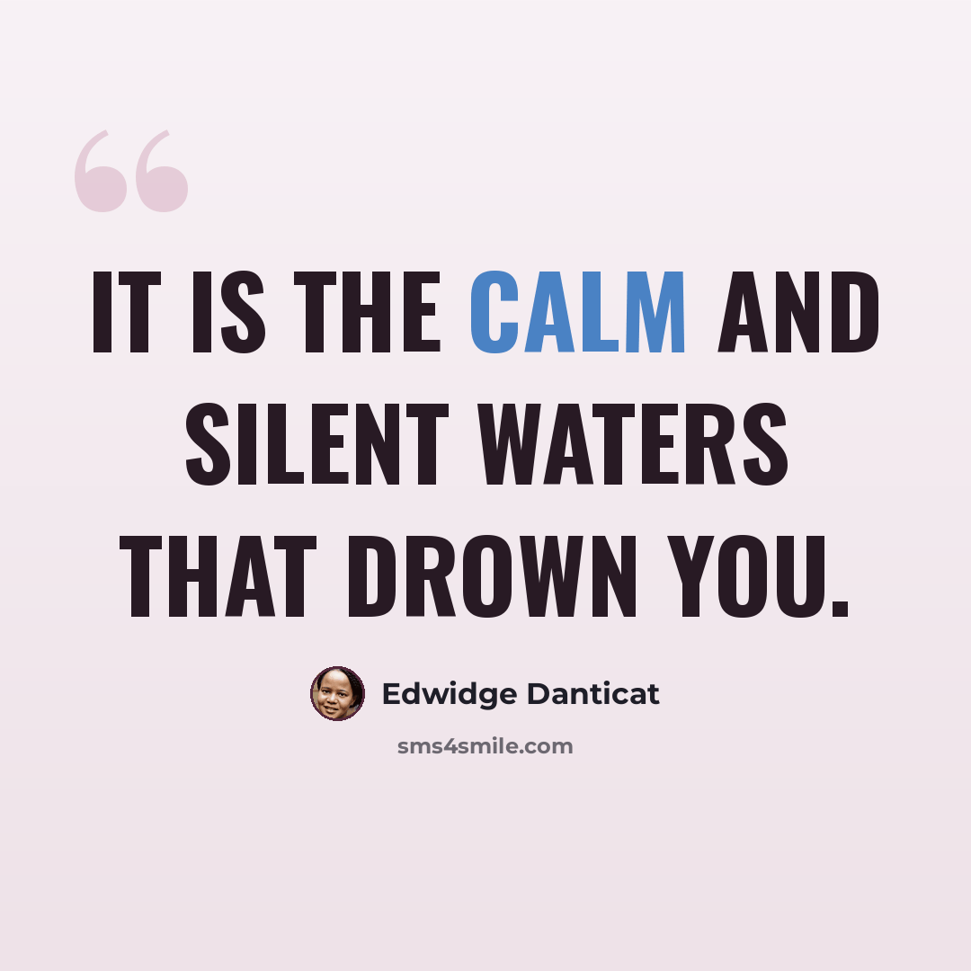 “It is the calm and silent waters that drown you.” quote by Edwidge Danticat