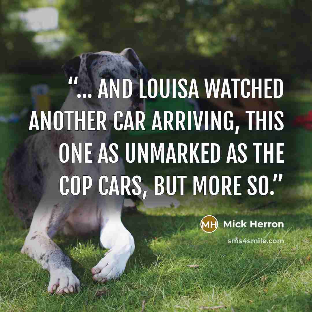 “... and Louisa watched another car arriving, this one as unmarked as the cop cars, but more so.” quote by Mick Herron