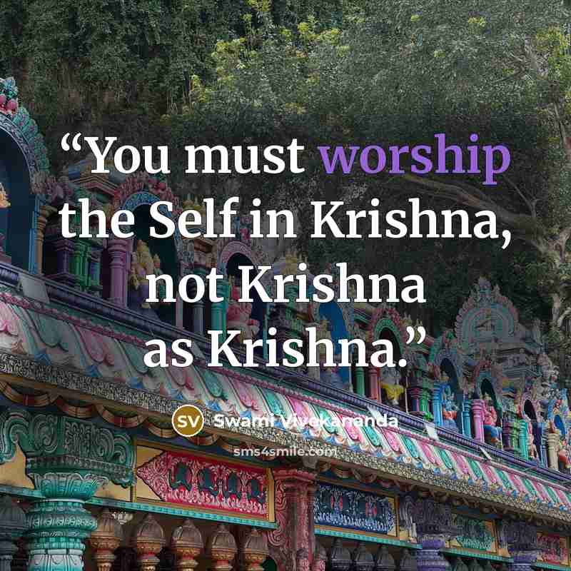 “You must worship the Self in Krishna, not Krishna as Krishna.” quote by Swami Vivekananda