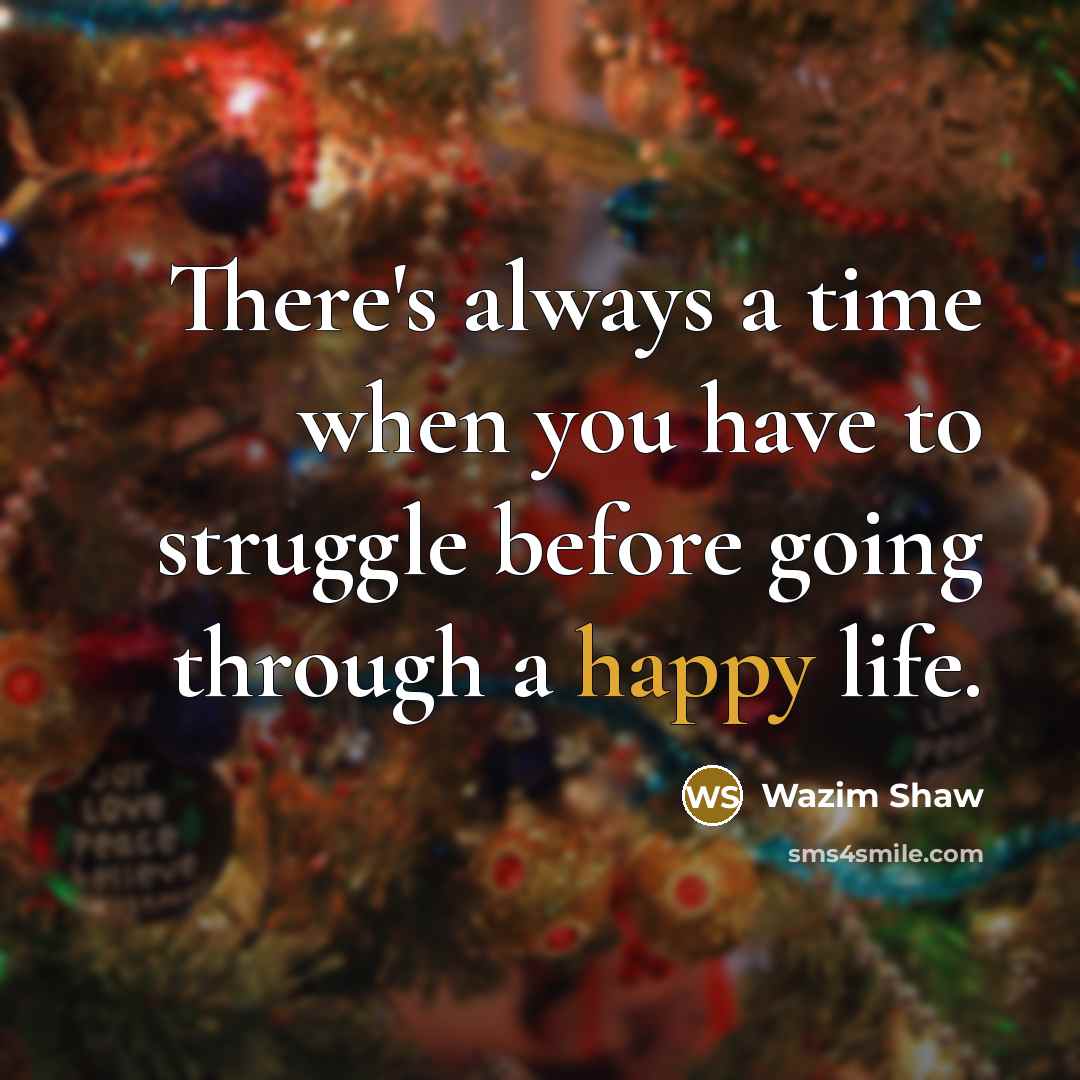 “There's always a time when you have to struggle before going through a happy life.” quote by Wazim Shaw