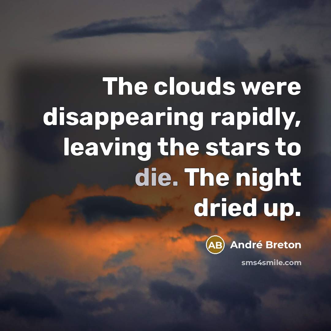 “The clouds were disappearing rapidly, leaving the stars to die. The night dried up.” quote by Andre Breton
