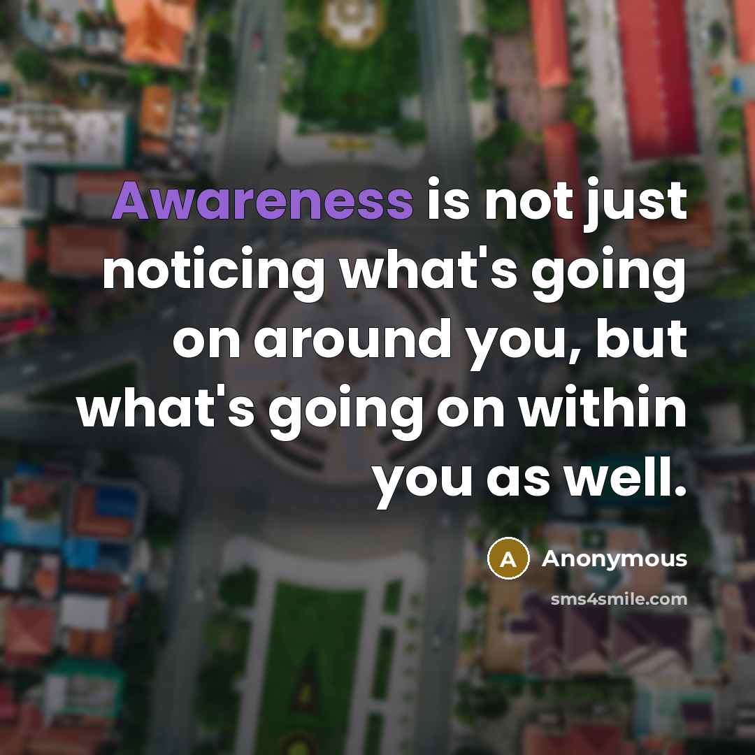 “Awareness is not just noticing what's going on around you, but what's going on within you as well.” quote by Anonymous