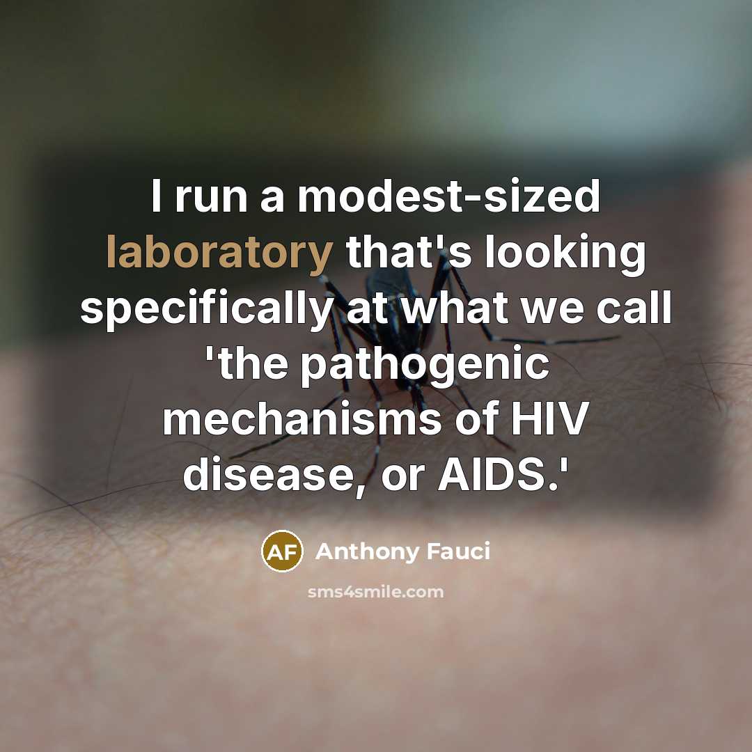 “I run a modest-sized laboratory that's looking specifically at what we call 'the pathogenic mechanisms of HIV disease, or AIDS.'” quote by Anthony Fauci