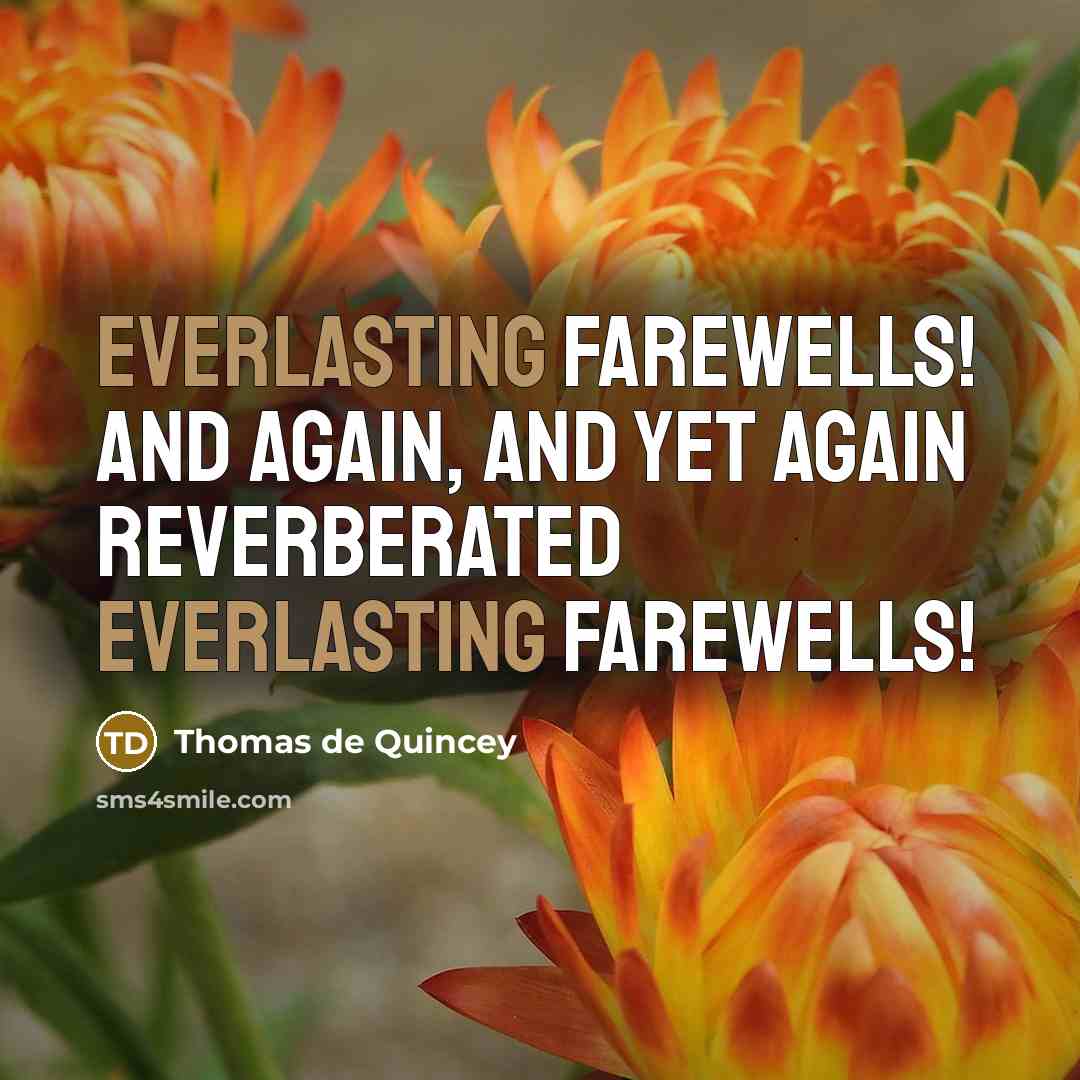“Everlasting farewells! and again, and yet again reverberated everlasting farewells!” quote by Thomas de Quincey