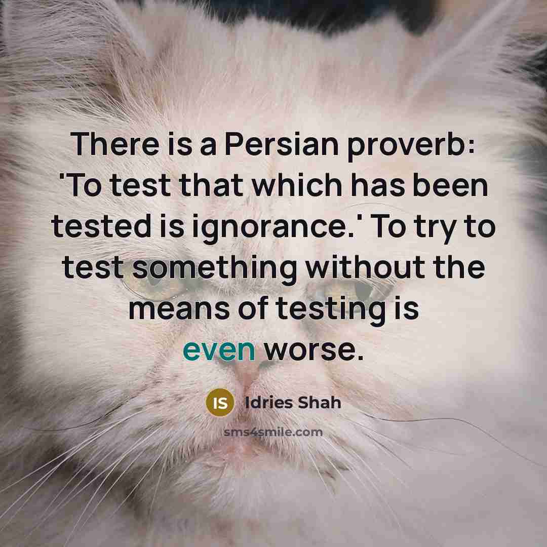 “There is a Persian proverb: 'To test that which has been tested is ignorance.' To try to test something without the means of testing is even worse.” quote by Idries Shah
