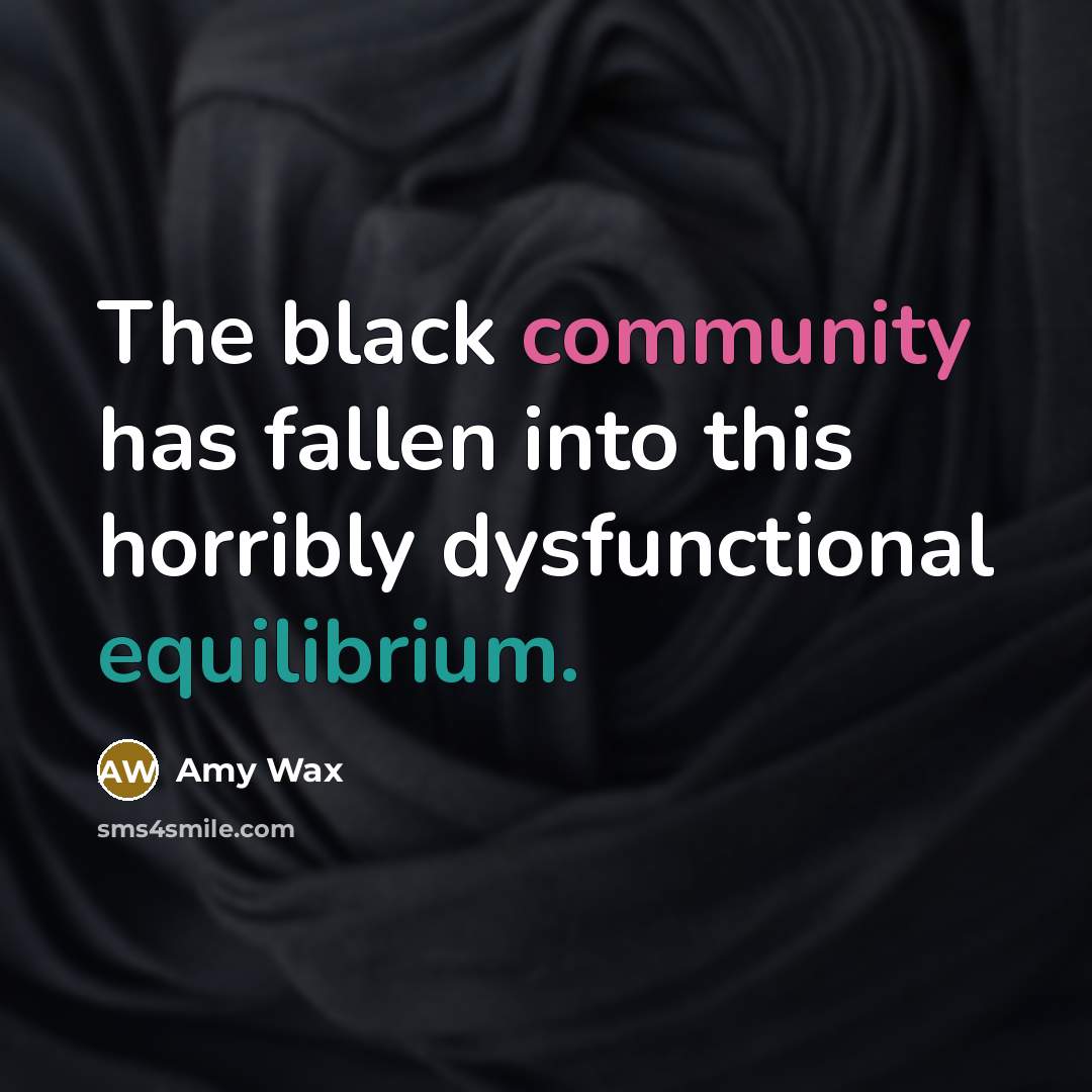 “The black community has fallen into this horribly dysfunctional equilibrium.” quote by Amy Wax