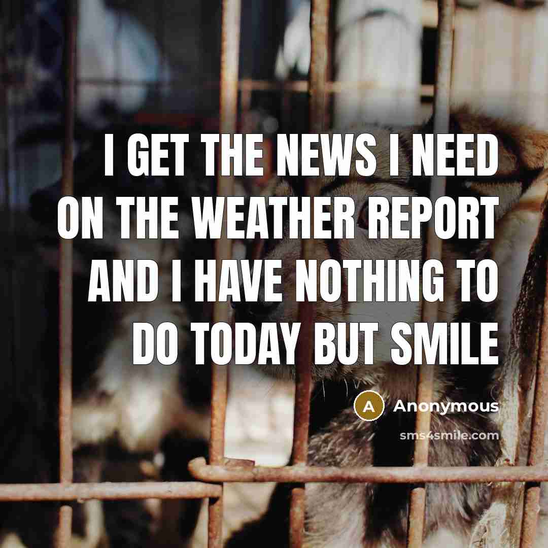 “I get the news I need on the weather report And I have nothing to do today but smile” quote by Anonymous