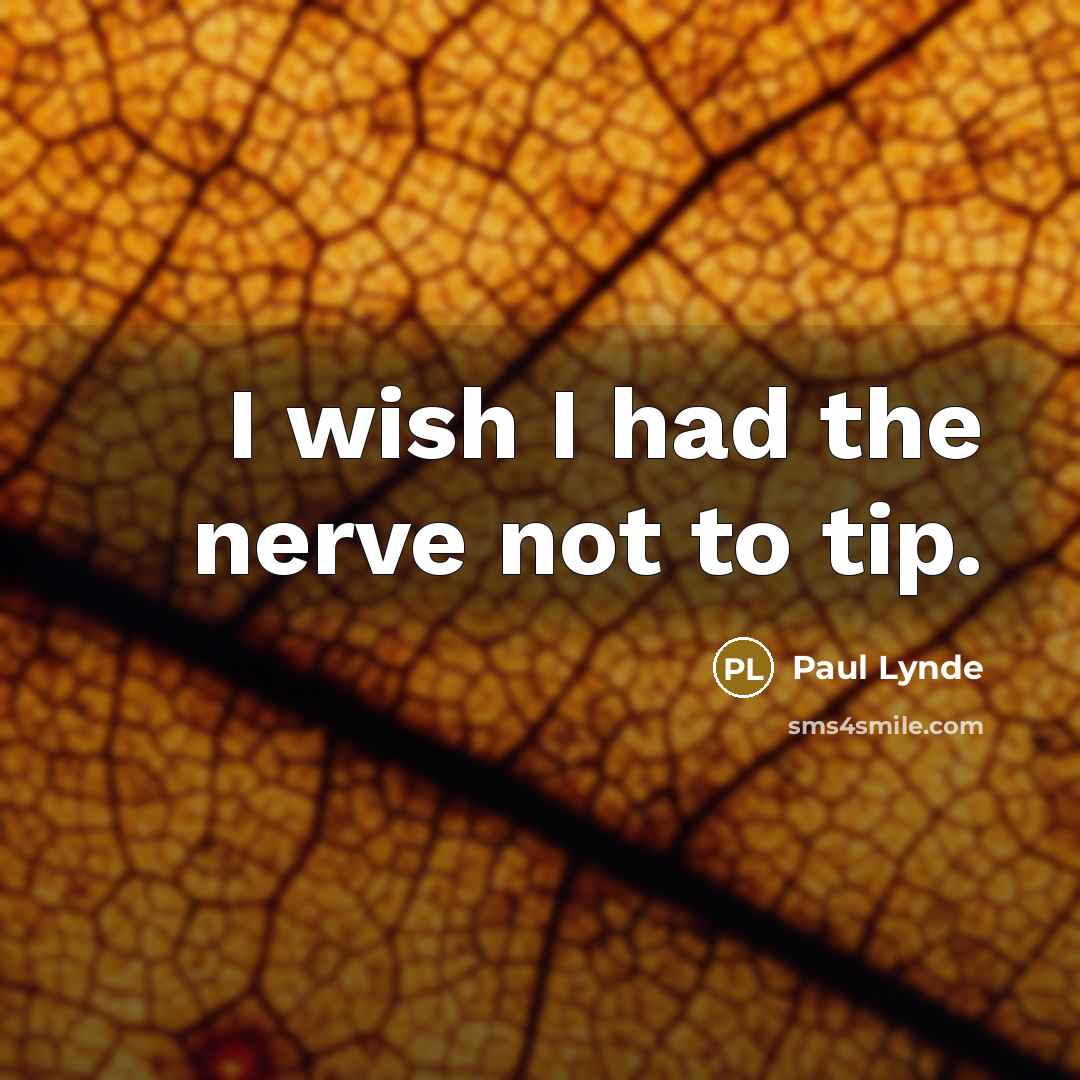 “I wish I had the nerve not to tip.” quote by Paul Lynde
