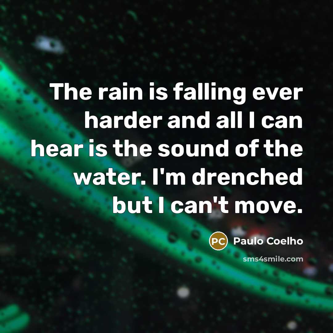 “The rain is falling ever harder and all I can hear is the sound of the water. I'm drenched but I can't move.” quote by Paulo Coelho
