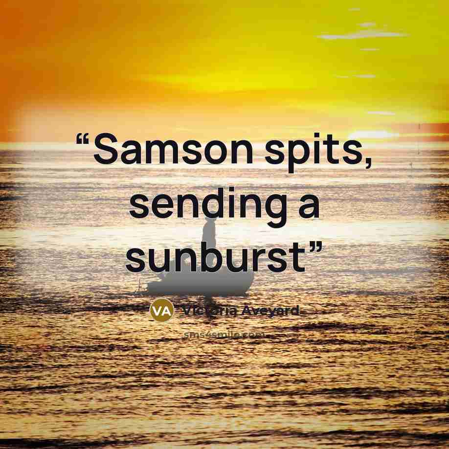 “Samson spits, sending a sunburst” quote by Victoria Aveyard