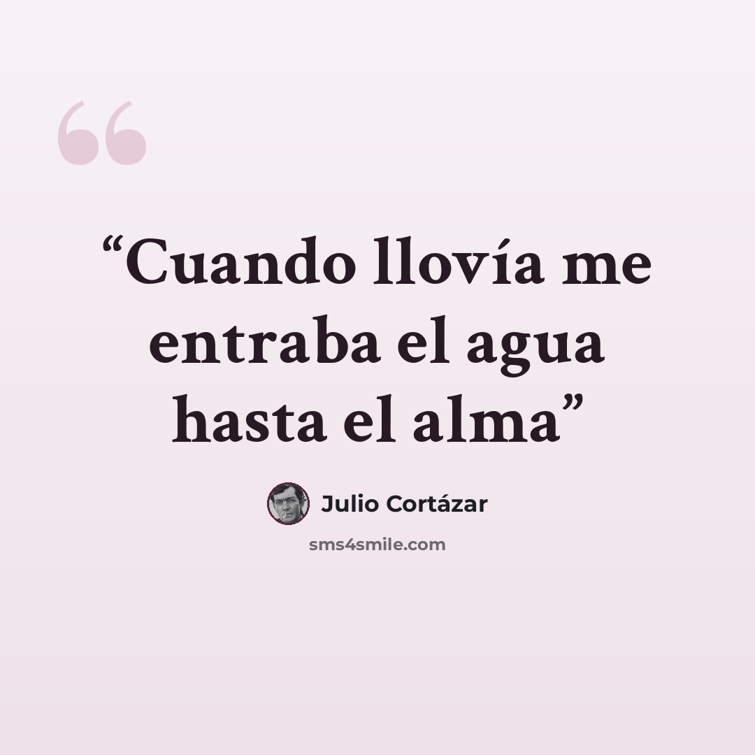 “Cuando llovía me entraba el agua hasta el alma” quote by Julio Cortázar