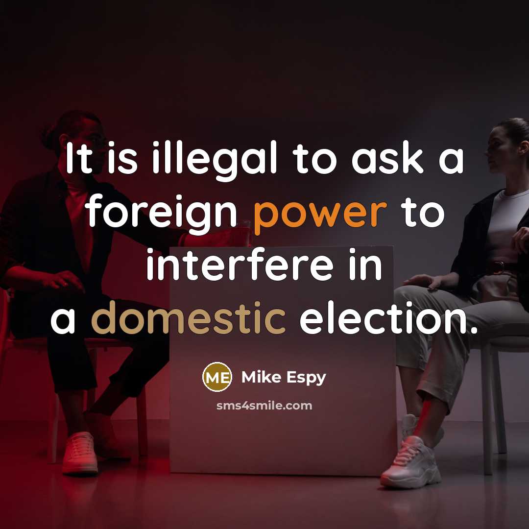 “It is illegal to ask a foreign power to interfere in a domestic election.” quote by Mike Espy