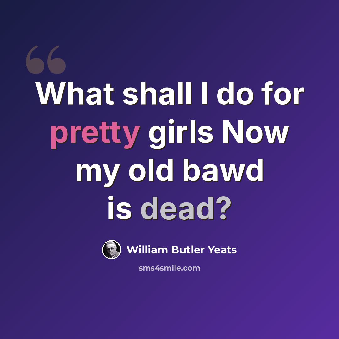 “What shall I do for pretty girls Now my old bawd is dead?” quote by William Butler Yeats