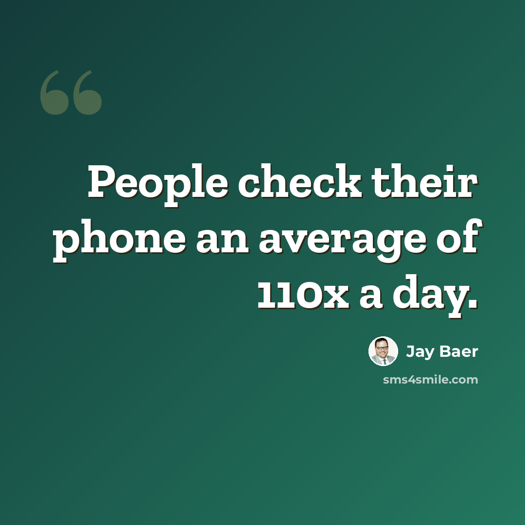 “People check their phone an average of 110x a day.” quote by Jay Baer