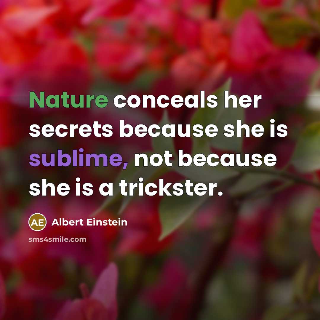 “Nature conceals her secrets because she is sublime, not because she is a trickster.” quote by Albert Einstein