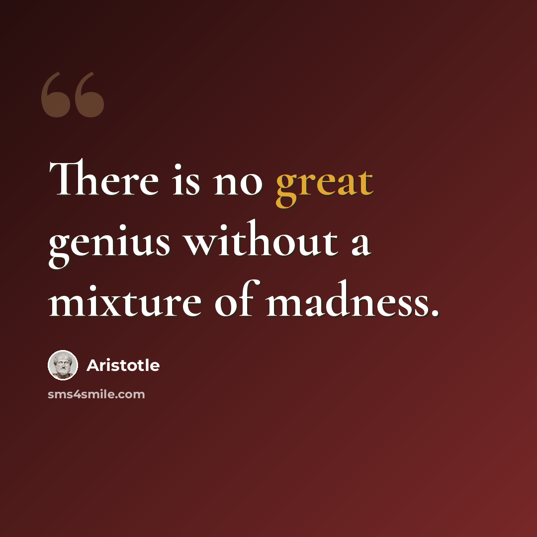 “There is no great genius without a mixture of madness.” quote by Aristotle