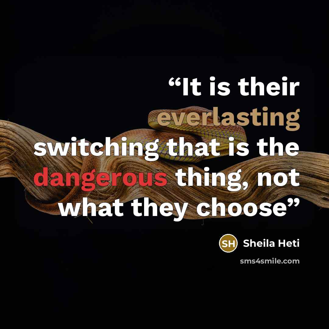 “It is their everlasting switching that is the dangerous thing, not what they choose” quote by Sheila Heti