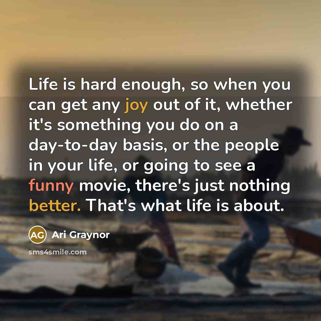 “Life is hard enough, so when you can get any joy out of it, whether it's something you do on a day-to-day basis, or the people in your life, or going to see a funny movie, there's just nothing better. That's what life is about.” quote by Ari Graynor